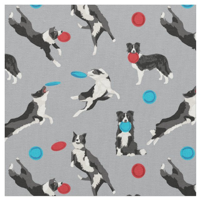 border collie disc golf grey fabric (Close Up)