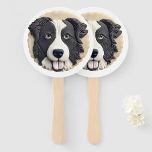 Border Collie Dog 3D Inspired  Hand Fan