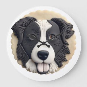 Border Collie Dog 3D Inspired  Large Clock