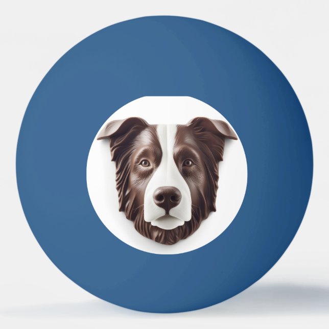Border Collie Dog 3D Inspired Ping Pong Ball (Front)