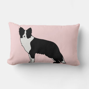 Border Collie Dog Abstract Illustration Pink  Lumbar Cushion