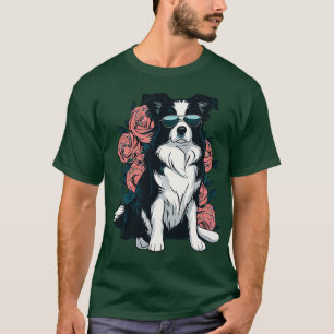 Border Collie Dog and Flower T-Shirt