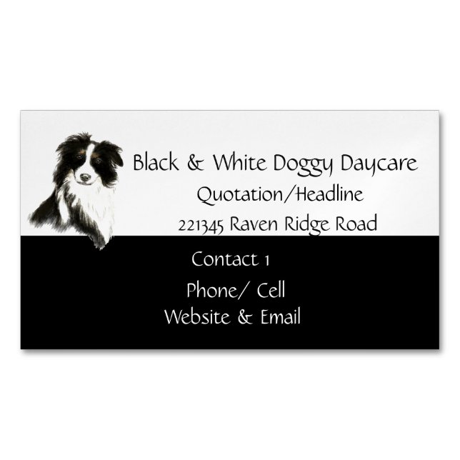 Border Collie Dog Animal Watercolor Business Card (Front)