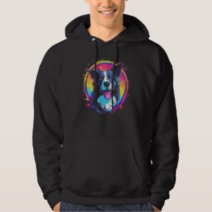 Border Collie Dog Australian Shepherd 80s Retrowav Hoodie
