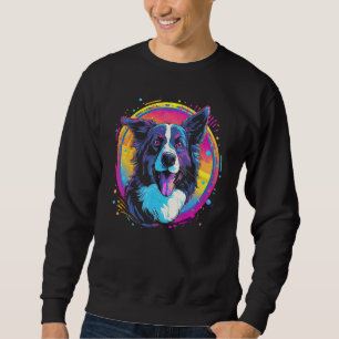 Border Collie Dog Australian Shepherd 80s Retrowav Sweatshirt