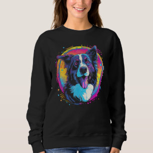 Border Collie Dog Australian Shepherd 80s Retrowav Sweatshirt