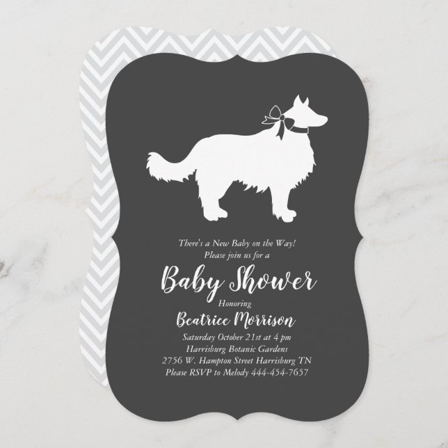 Border Collie Dog Baby Shower Invitation (Front/Back)