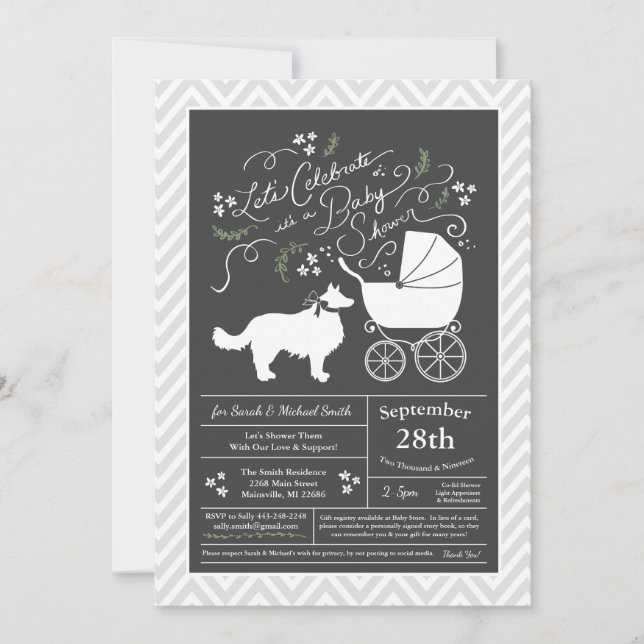 Border Collie Dog Baby Shower Invitation (Front)