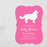 Border Collie Dog Baby Shower Pink Girl