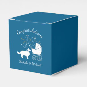 Border Collie Dog Baby Shower Puppy Blue Boy Favour Box