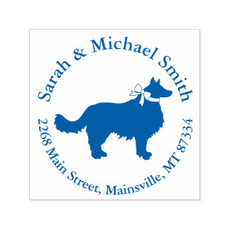Border Collie Dog Baby Shower Puppy Blue Boy Self-inking Stamp