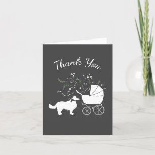 Border Collie Dog Baby Shower Puppy Gray Thank You Card