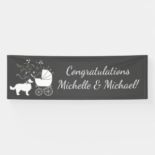 Border Collie Dog Baby Shower Puppy Grey Banner