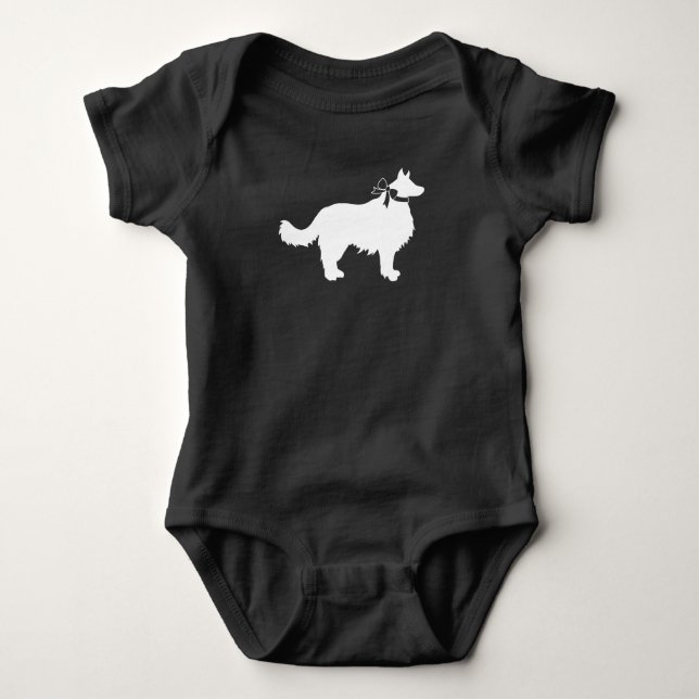 Border Collie Dog Baby Shower Puppy Grey Bodysuit (Front)