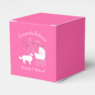 Border Collie Dog Baby Shower Puppy Pink Girl Favour Box