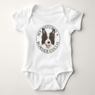 Border Collie Dog Big Sister Baby Bodysuit