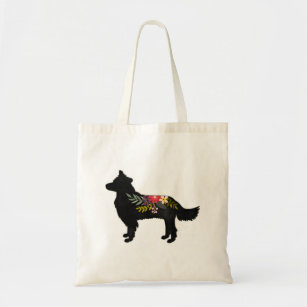 Border Collie Dog Breed Bohemian Floral Saddle Tote Bag