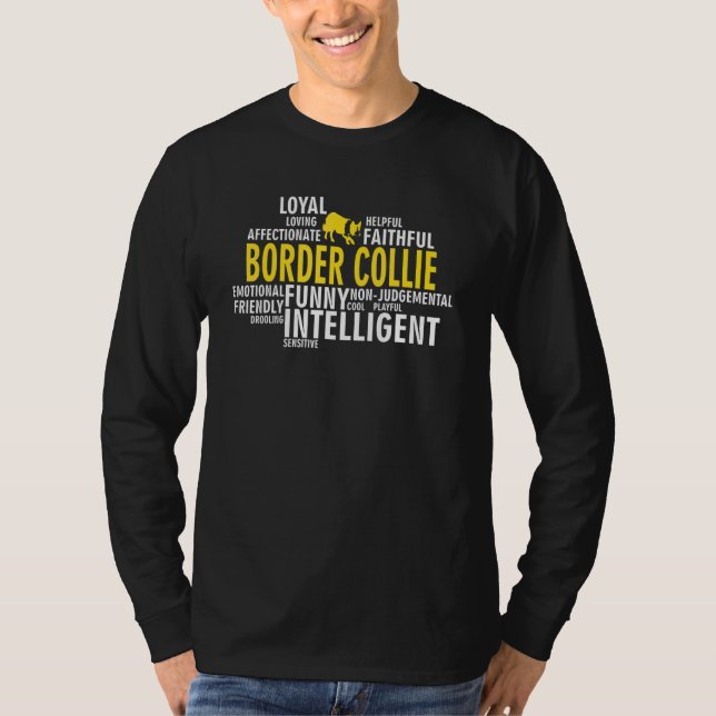 Border Collie Dog Breed Characteristics T-Shirt (Front)