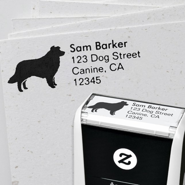 Border Collie Dog Breed Silhouette Return Address Self-inking Stamp (Creator Uploaded)