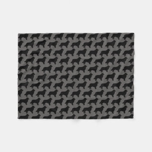 Border Collie Dog Breed Silhouettes Pattern Fleece Blanket