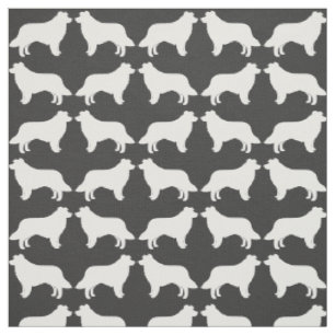 Border Collie Dog Breed Silhouettes Patterned Fabric
