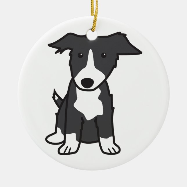 Border Collie Dog Cartoon Ceramic Tree Decoration (Front)