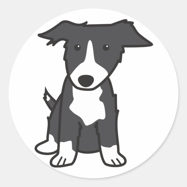 Border Collie Dog Cartoon Classic Round Sticker (Front)