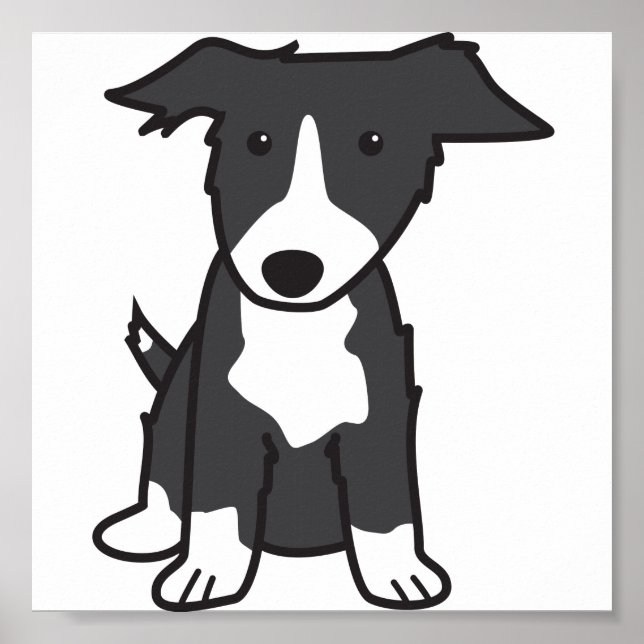 Border Collie Dog Cartoon Poster (Front)