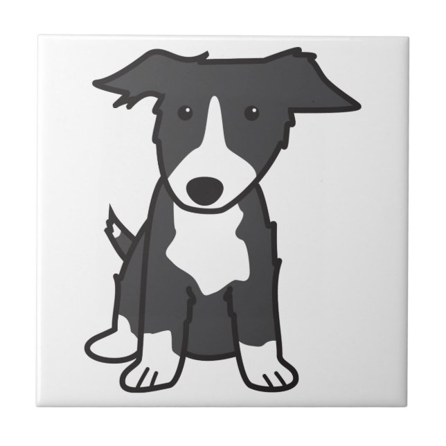 Border Collie Dog Cartoon Tile (Front)