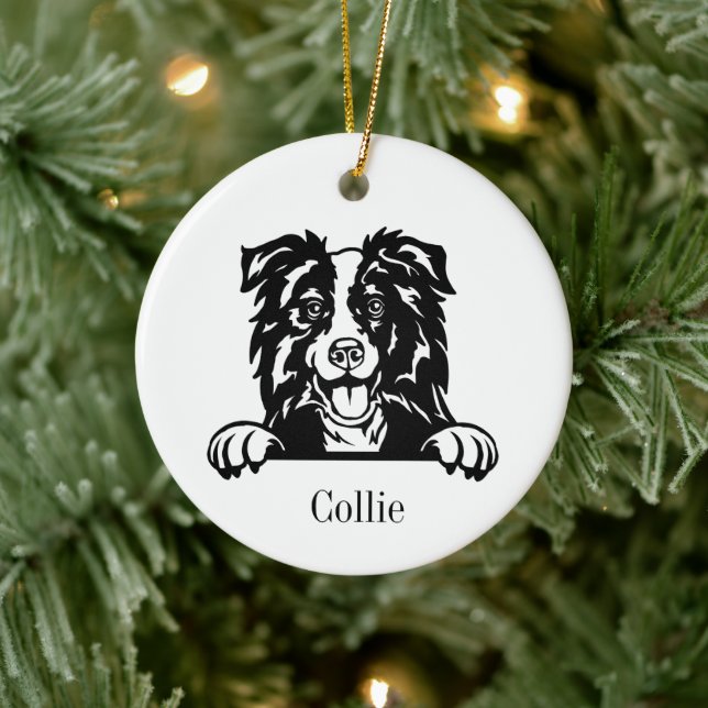 Border Collie dog  Ceramic Tree Decoration (Tree)