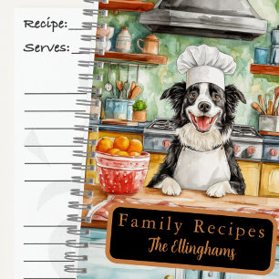 Border Collie Dog Chef Spiral Recipe Book