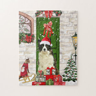 Border Collie Dog Christmas  Jigsaw Puzzle