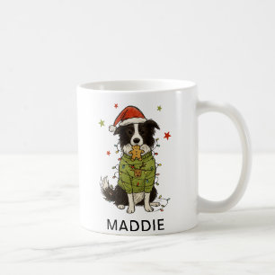 Border Collie Dog Christmas Lights Sweater Coffee Mug