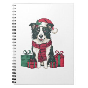 Border Collie Dog Christmas Parties Holiday Santa Notebook
