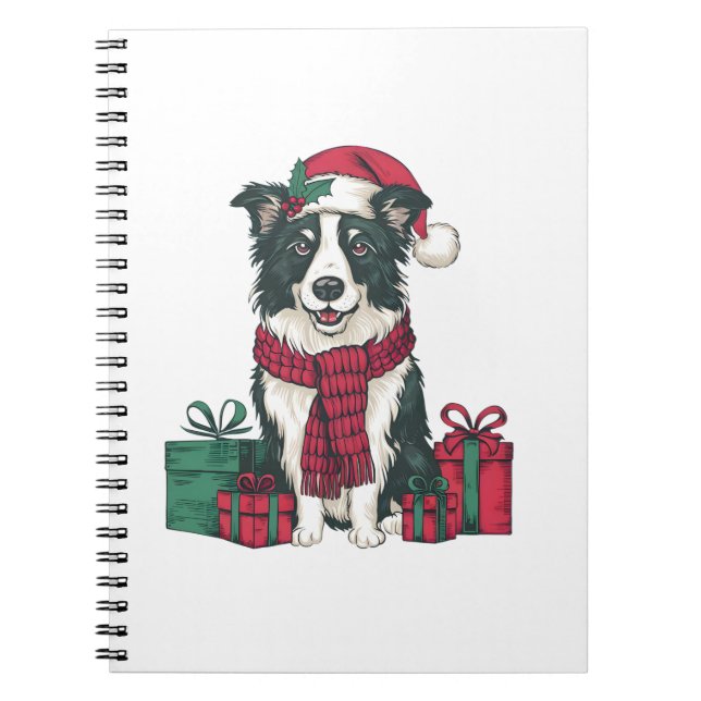 Border Collie Dog Christmas Parties Holiday Santa  Notebook (Front)