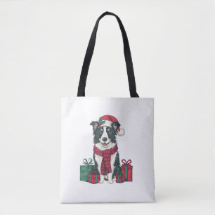 Border Collie Dog Christmas Parties Holiday Santa  Tote Bag