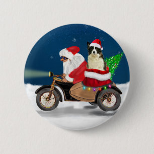 Border Collie Dog Christmas Santa Claus 6 Cm Round Badge