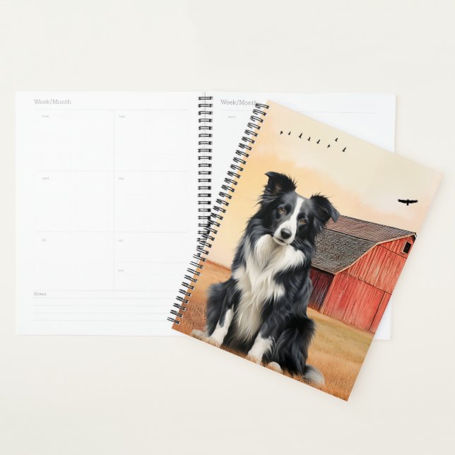 Border Collie Dog Country Western Red Barn Planner (Display)