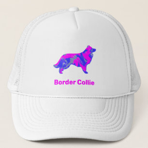 Border Collie Dog Cute Pink Silhouette Custom Trucker Hat