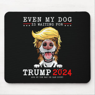Border Collie Dog Even My Dog Is Waiting For Trump Mouse Pad
