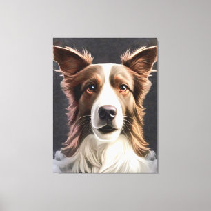 Border Collie Dog Fine Art Pet Portrait Canvas Print