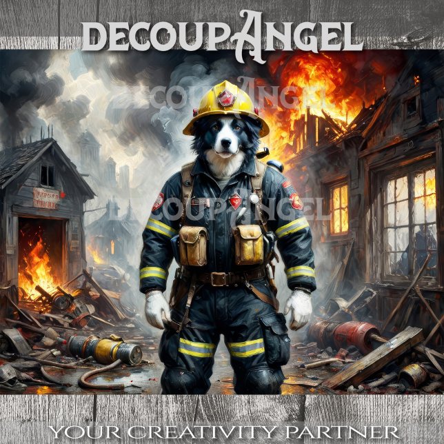 Border Collie Dog Firefigheter - Decoupage -  Tissue Paper (Creator Uploaded)