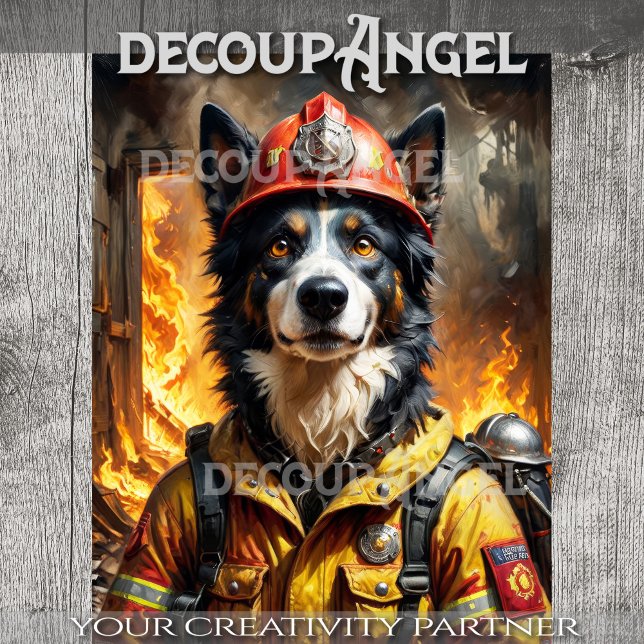 Border Collie Dog Firefigheter - Decoupage -  Tissue Paper (Creator Uploaded)