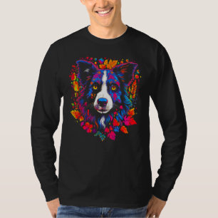 Border Collie Dog Flower T-Shirt