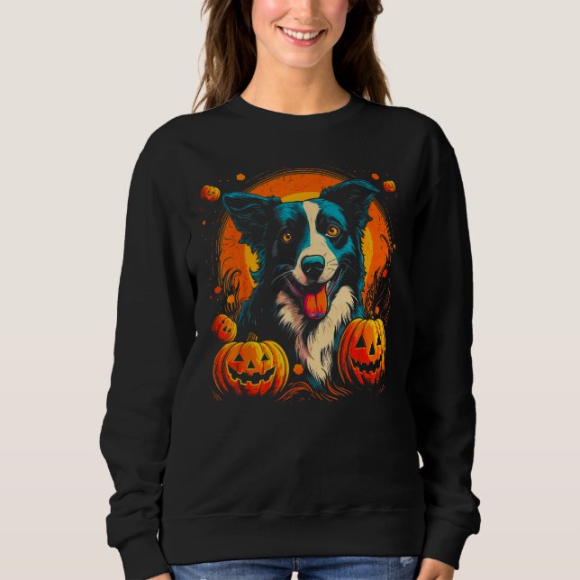 Border Collie Dog Halloween Theme Sweatshirt (Front)