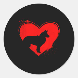 Border Collie Dog Heart Shape Valentine Dog Lovers Classic Round Sticker
