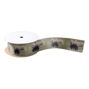 Border Collie Dog Herding Sheep Ribbon Satin Ribbon
