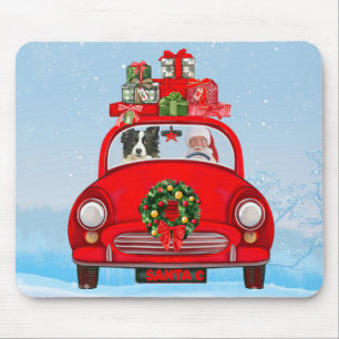 Border Collie Dog In Car With Santa Claus  Mouse Pad