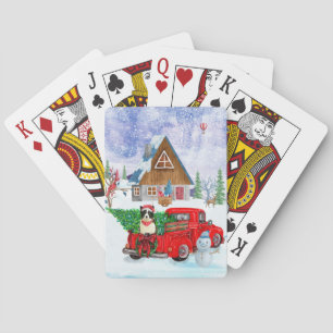 Border Collie dog In Christmas Delivery Truck Snow Playing Cards