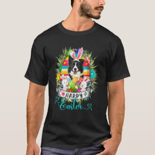 Border Collie Dog In Easter Eggs Basket Bunnies Ha T-Shirt
